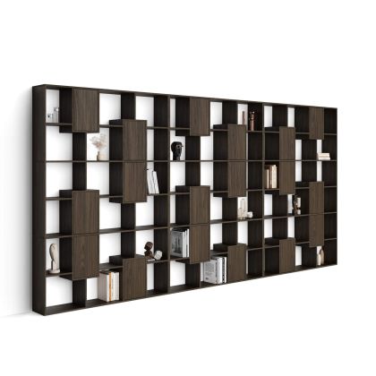 Iacopo XXL Bookcase with panel doors (236.4 x 482.4 cm), Dark Walnut main image
