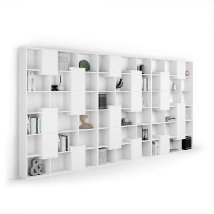 Iacopo XXL Bookcase with panel doors (482.4 x 236.4 cm), Ashwood White main image