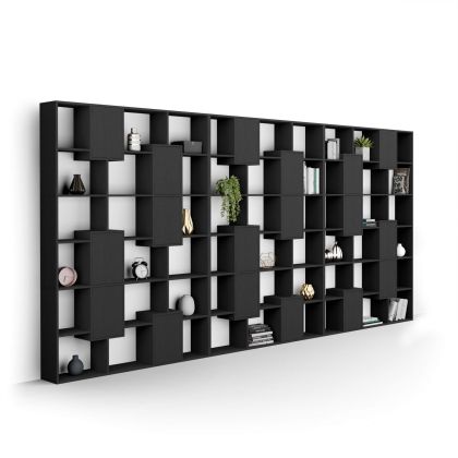 Iacopo XXL Bookcase with panel doors (482.4 x 236.4 cm), Ashwood Black main image