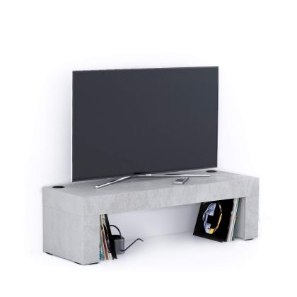 Evolution TV-Schrank 120 x 40 mit kabellosem Ladegerät, grauer Beton