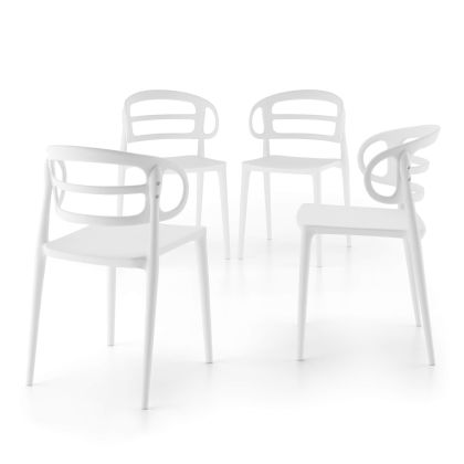 Cadeiras Carlotta, Conjunto de 4, Branco