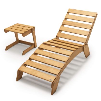 Elena Garden Set in Teak Colour Wood, Sun Lounger and Side Table main image