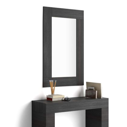 Espejo de pared rectangular Evolution, 118 x 73 cm, color Madera negra