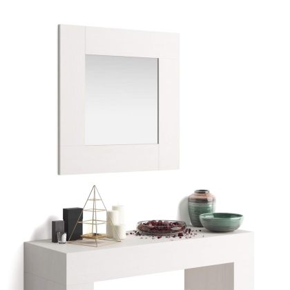 Vierkante spiegel, lijst Wit Essen, Evolution, 73 x 73 cm hoofdafbeelding