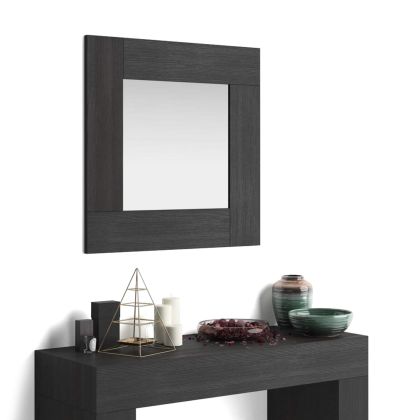 Vierkante spiegel, lijst Zwart Essen, Evolution, 73 x 73 cm hoofdafbeelding