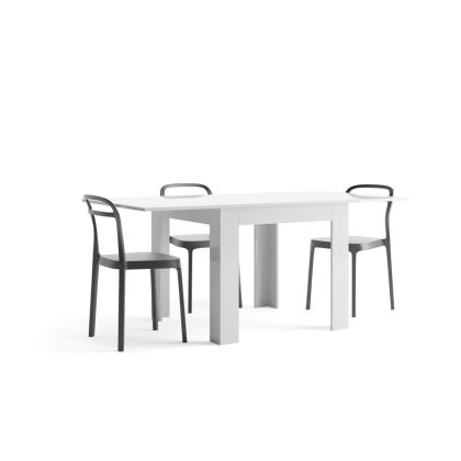 Table carrée extensible, Eldorado, 90x(180)x90 cm, Blanc laqué brillant image principale