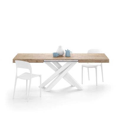 Emma 140(220)x90 cm Extendable Table, Oak with White Crossed Legs main image