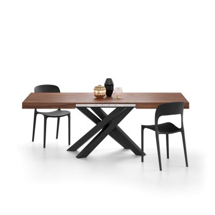 Emma 140(220)x90 cm Extendable Table, Canaletto Walnut with Black Crossed Legs main image