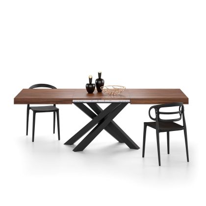 Emma 160(240)x90 cm Extendable Table, Canaletto Walnut with Black Crossed Legs main image