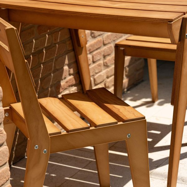Chaise de jardin en bois, Elena, Couleur Teck image détaillée 3