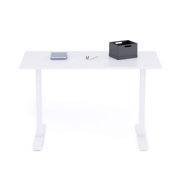 Schreibtisch Clara 120x60 Beton Weiß mit Fixen Weißen Beinen Detailbild 1