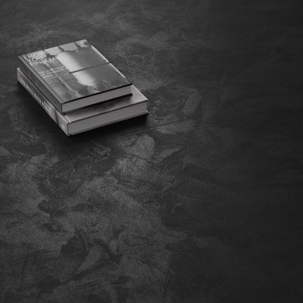 Dressoir-Buffet 4 deuren Emma met witte poten, Zwart Beton materiaal afbeelding