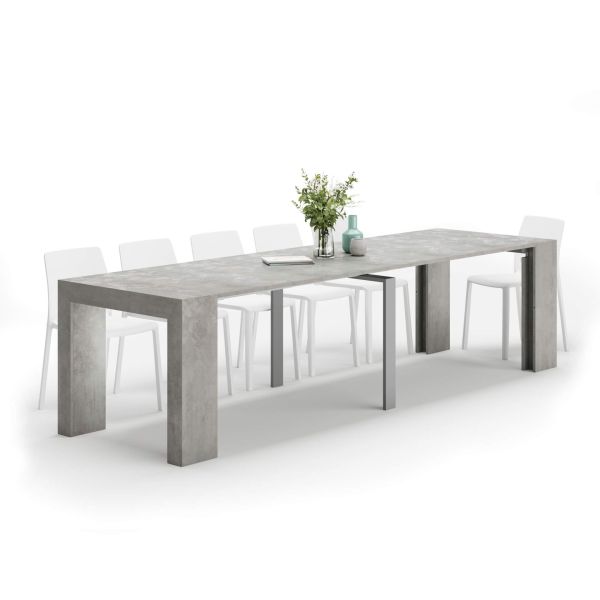 Angelica Extendable Console Table, 45(305)x90 cm, Concrete Effect, Grey detail image 1