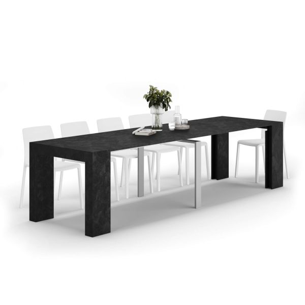 Angelica Extendable Console Table, Black Concrete detail image 1