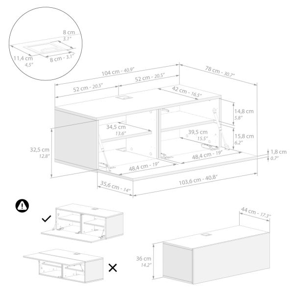 Easy Living Room Wall Unit 5, Rustic Oak, 208x44x185 cm technical image 3