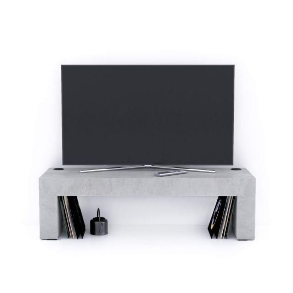 Evolution TV Stand 120x40 with Wireless Charger, Concrete Effect, Grey detail image 1
