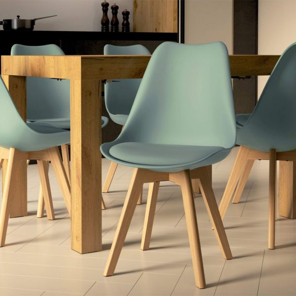 Greta Nordic Style Chairs, Set of 4, Sage Green set image 1