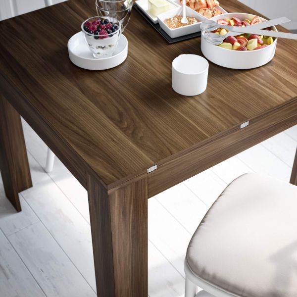 Eldorado quadratischer ausziehbarer Tisch, 90x(180)x90 cm, glänzend, Weiß Umgebungsbild 1