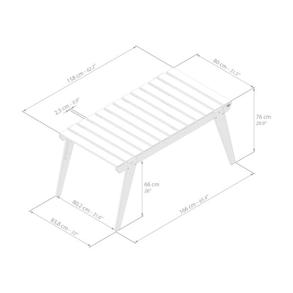 Mesa de jardim em madeira 160x80 cm, Elena, Cor Teca imagem técnica 1