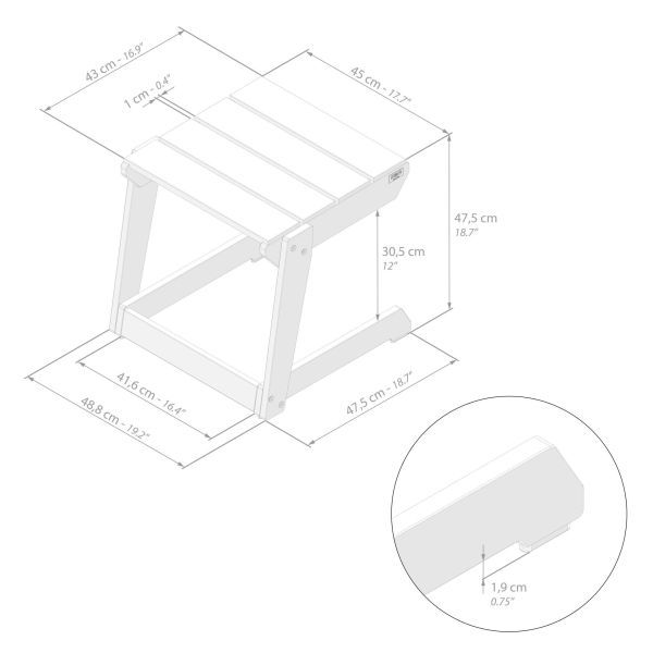 Mesa de apoio de madeira para exterior, Elena, Cor Teca imagem técnica 1