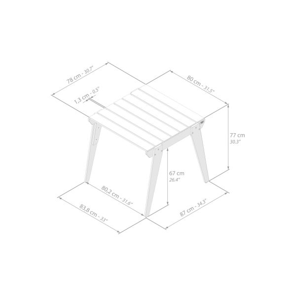 Table de jardin en bois 80 x 80 cm, Elena, Couleur Teck image technique 1
