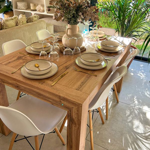 Iacopo Extendable Dining Table, 140(220)x90 cm, Rustic Oak set image 1