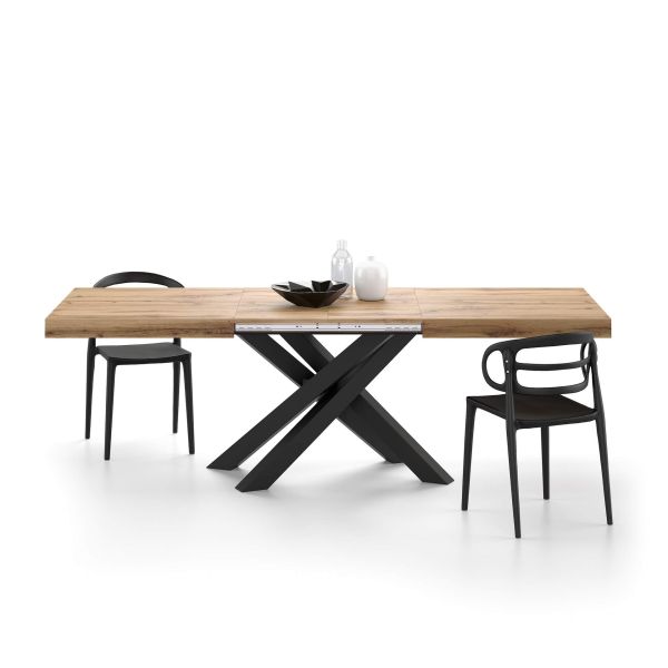 Uitschuifbare tafel, Emma Azijnhout met Zwarte Gekruiste Poten