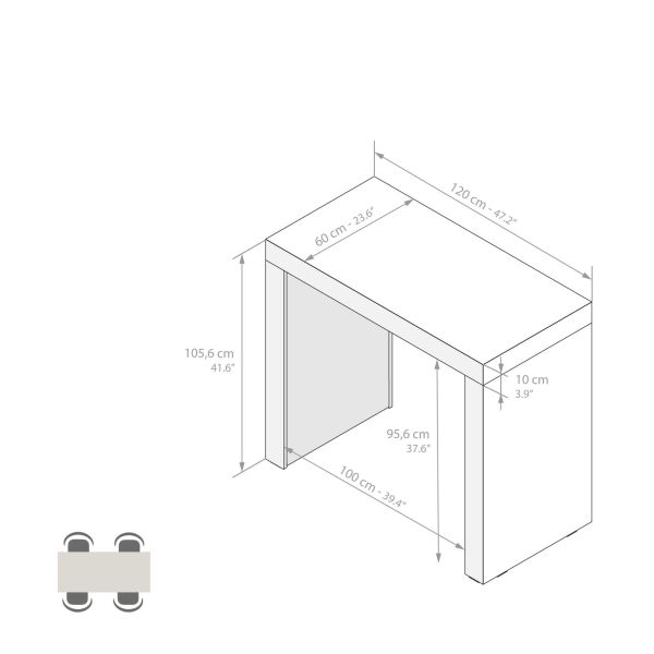 Evolution High Table 47,2 x 23.6 in, Ashwood White technical image 1