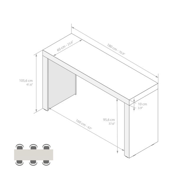 Evolution High Table 70,9 x 23.6 in, Ashwood Black technical image 1