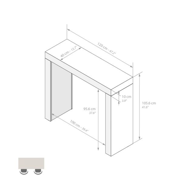 Evolution High Table 47.2 x 15.7 in, Ashwood Black technical image 1