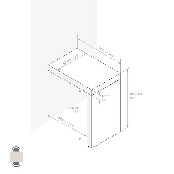 Evolution Peninsula 35.4 x 23.6 in, Ashwood White technical image 1