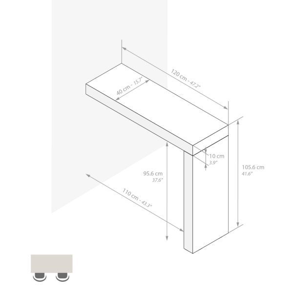 Evolution Peninsula 47.2 x 15.7 in, Rustic Oak technical image 1