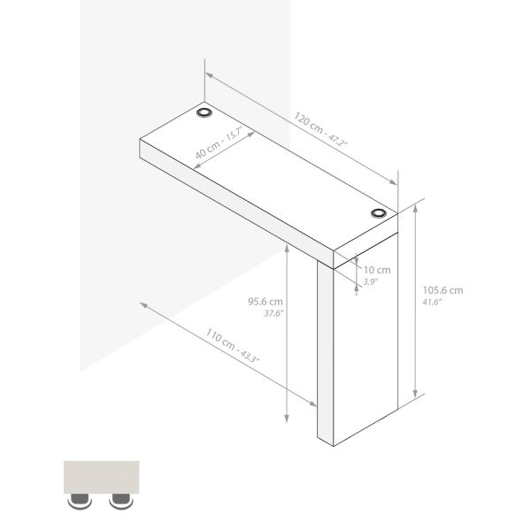 Evolution Peninsula with Wireless Charger 47.2 x 15.7 in, Concrete Effect, Grey technical image 1