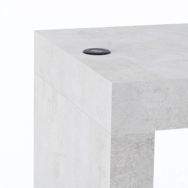 Evolution High Table with Wireless Charger 70.9 x 23.6 in, Concrete Effect, Grey detail image 1