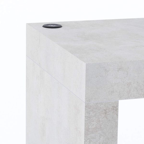 Evolution High Table with Wireless Charger 47.2 x 15.7 in, Concrete Effect, Grey detail image 1