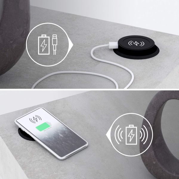 Evolution Peninsula with Wireless Charger 47.2 x 15.7 in, Concrete Effect, Grey detail image 2