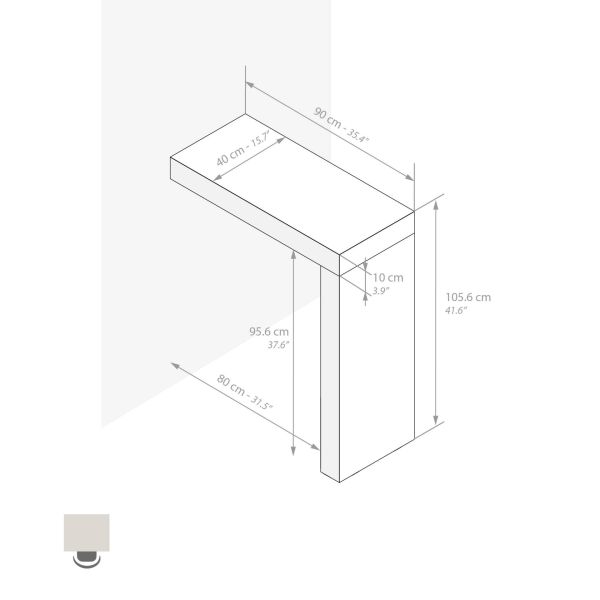 Evolution Peninsula 35.4 x 15.7 in, Rustic Oak technical image 1