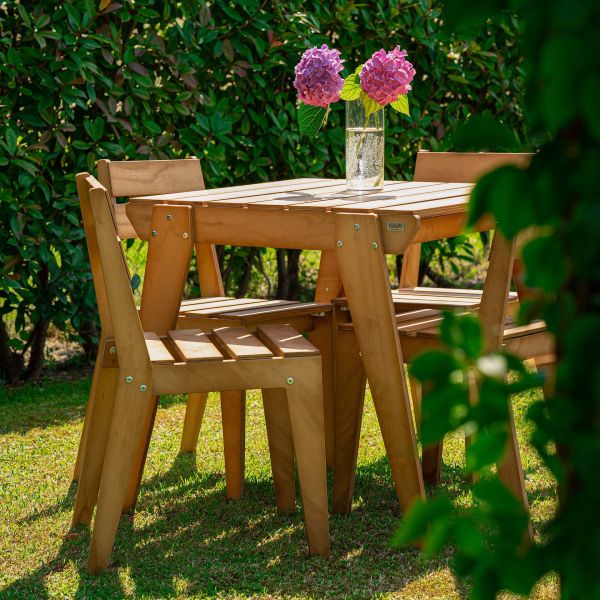 Wooden Garden Table 31.5 X 31.5 in, Elena, Teak Color detail image 2