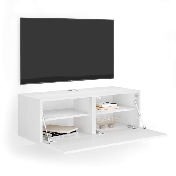 Easy Wall TV Unit with Flap Door, Ashwood White detail image 1