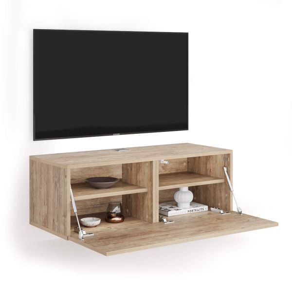 Easy Wall TV Unit with Flap Door, Oak detail image 1