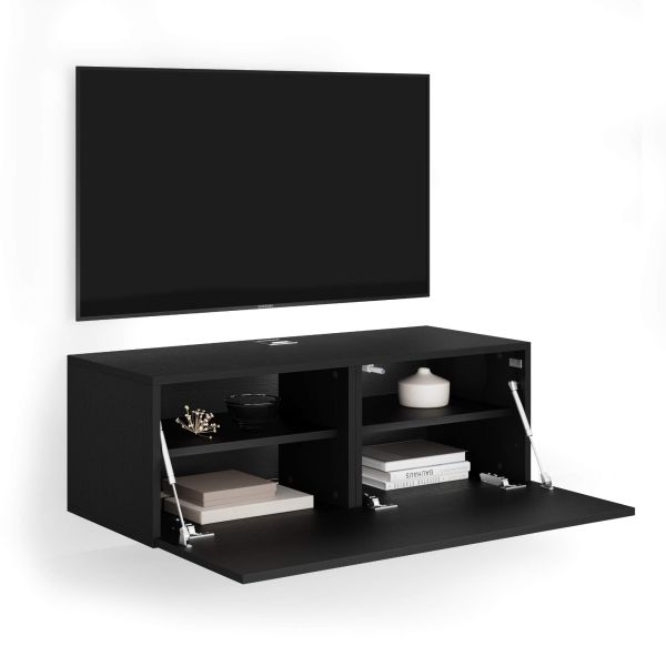 Easy Wall TV Unit with Flap Door, Ashwood Black detail image 1