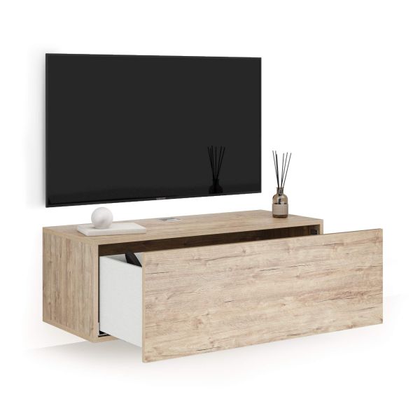 Easy Wall TV Unit with Drawer, Ashwood Oak detail image 1