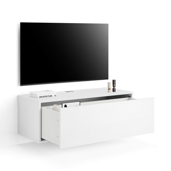 Iacopo Wall TV Unit with Drawer, Ashwood White detail image 1