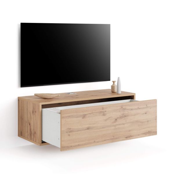 Iacopo Wall TV Unit with Drawer, Rustic Oak detail image 1