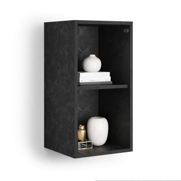 X Wall Unit 27.55 in Without Door, Concrete Effect, Black detail image 1