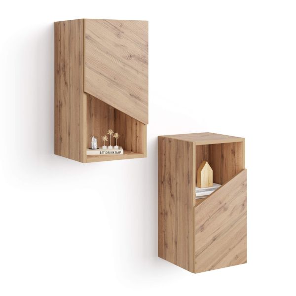 Set of 2 Emma Wall Units 27.55 in, with Lift Up Door, Rustic Oak detail image 3