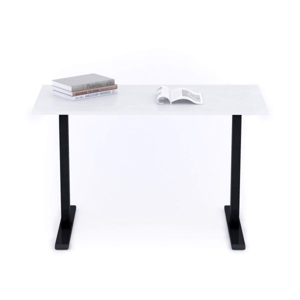 Clara Fixed Height Desk 47.2 x 23.6 in Concrete Effect, White with Black Legs detail image 1