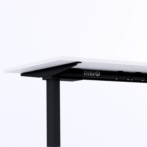 Clara Fixed Height Desk 62.99 x 23.62 in Concrete Effect, White with Black Legs detail image 2