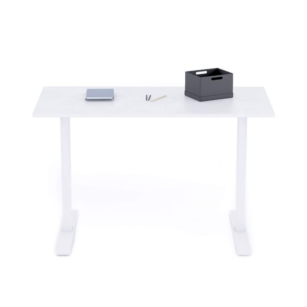 Clara Fixed Height Desk 47.2 x 23.6 in Concrete Effect, White with White Legs detail image 1