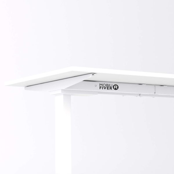 Clara Fixed Height Desk 55.11 x 23.62 in Concrete Effect, White with White Legs detail image 2